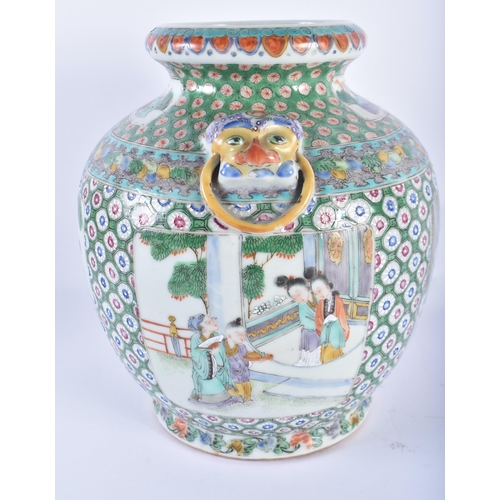 75 - A FINE LATE 19TH CENTURY CHINESE FAMILLE VERTE PORCELAIN VASE Early Guangxu, painted with figures wi... 