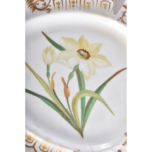 85 - A GROUP OF 19TH CENTURY ENGLISH PORCELAIN PLATES AND DISHES painted with botanical sprays. Largest 2... 