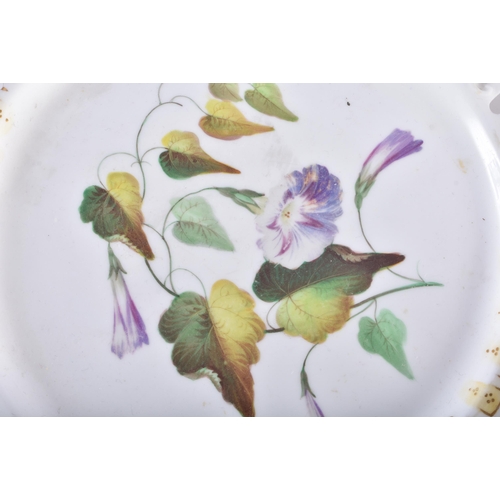 85 - A GROUP OF 19TH CENTURY ENGLISH PORCELAIN PLATES AND DISHES painted with botanical sprays. Largest 2... 