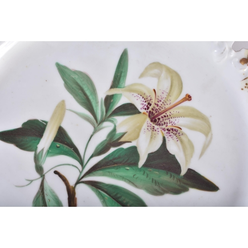 85 - A GROUP OF 19TH CENTURY ENGLISH PORCELAIN PLATES AND DISHES painted with botanical sprays. Largest 2... 