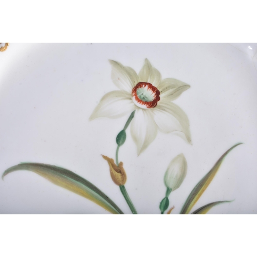 85 - A GROUP OF 19TH CENTURY ENGLISH PORCELAIN PLATES AND DISHES painted with botanical sprays. Largest 2... 