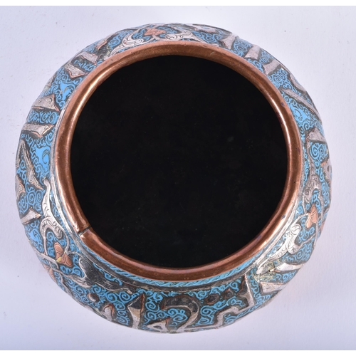 1003 - A RARE 18TH/19TH CENTURY SILVER OVERLAID ENAMELLED COPPER ALLOY CENSER decorated with Kufic script.1... 