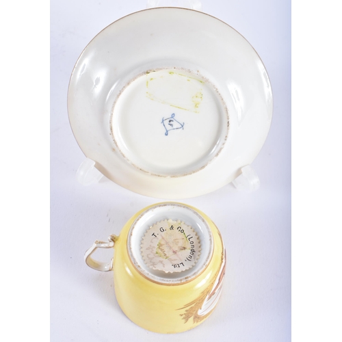 1013 - A LATE 19TH CENTURY FRENCH SEVRES STYLE PORCELAIN CUP AND SAUCER together with another cup and sauce... 