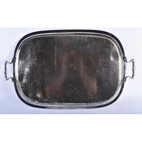 1016 - A LARGE EARLY 20TH CENTURY SILVER PLATED TRAY of Indian Military Interest. 70 cm x 42 cm.