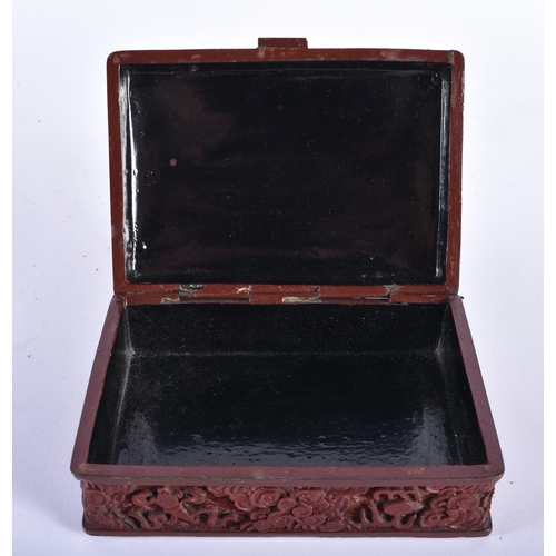 1028 - A 19TH CENTURY CHINESE CARVED CINNABAR LACQUER DRAGON BOX Qing. 13 cm x 9 cm.