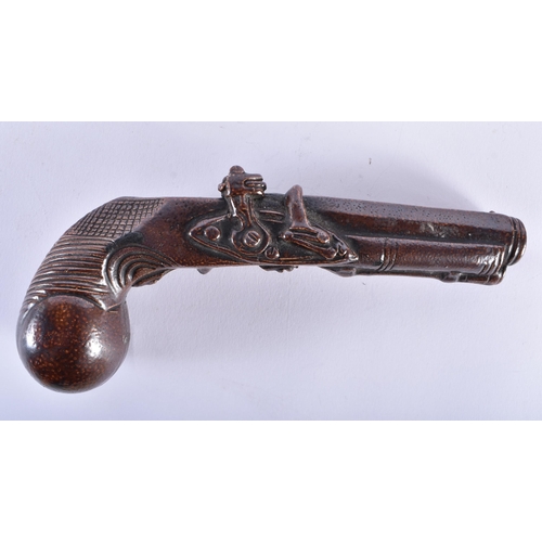 1031 - A RARE MATCHED PAIR OF EARLY 19TH CENTURY ENGLISH SALT GLAZED PISTOLS. Largest 24 cm wide. (2)