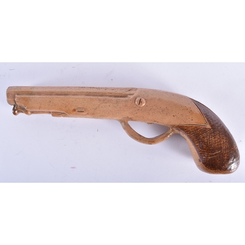 1031 - A RARE MATCHED PAIR OF EARLY 19TH CENTURY ENGLISH SALT GLAZED PISTOLS. Largest 24 cm wide. (2)