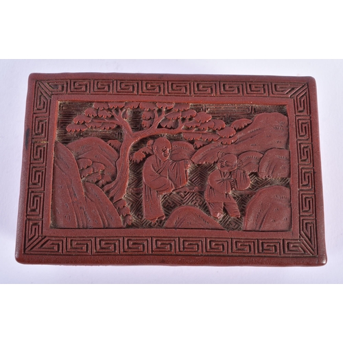 1034 - AN EARLY 20TH CENTURY CHINESE CARVED CINNABAR LACQUER BOX AND COVER Late Qing/Republic. 10 cm x 7 cm... 