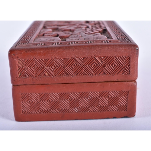 1034 - AN EARLY 20TH CENTURY CHINESE CARVED CINNABAR LACQUER BOX AND COVER Late Qing/Republic. 10 cm x 7 cm... 