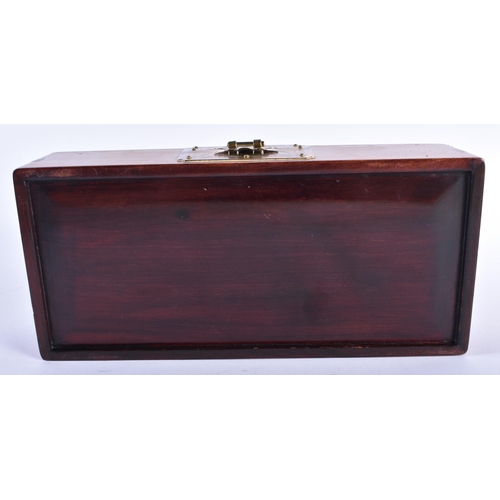 1068 - AN EARLY 20TH CENTURY CHINESE HARDSTONE INLAID WOODEN CASKET Late Qing/Republic. 22 cm wide.