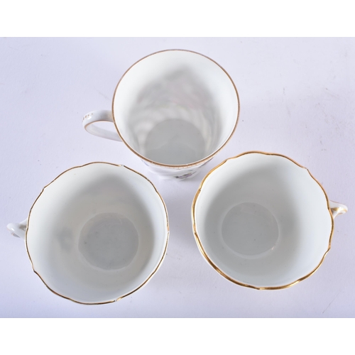 611 - TWO MEISSEN CUPS AND SAUCERS together with a dresden cup and saucer. (6)