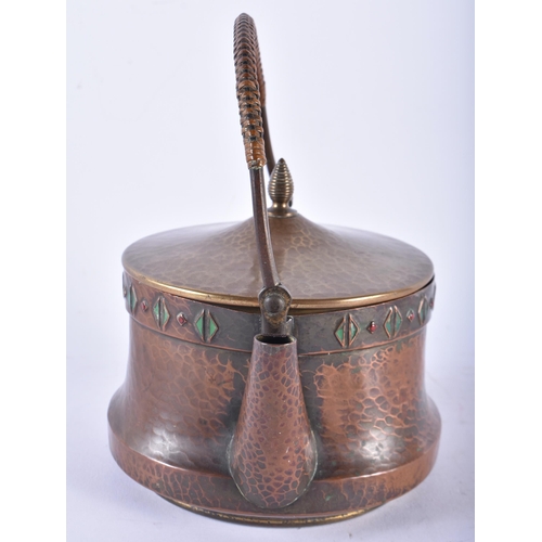 613 - A STYLISH WMF COPPER AND ENAMEL KETTLE. 21 cm x 14 cm.