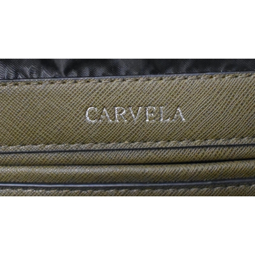 618 - THREE DESIGNER CARVELLA LEATHER HANDBAGS. (3)