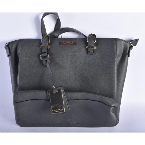 618 - THREE DESIGNER CARVELLA LEATHER HANDBAGS. (3)