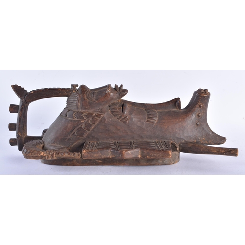 623 - AN AFRICAN TRIBAL CARVED WOOD MASK. 38 cm long.