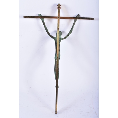 626 - AN UNUSUAL BRONZE CORPUS CHRISTI together with a millefiori paperweight. Largest 30 cm long. (2)