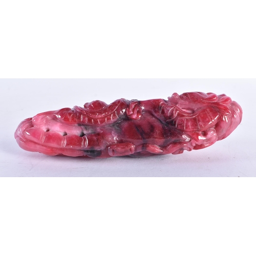 628 - A LATE 19TH CENTURY CHINESE CARVED TOURMALINE DRAGON BOULDER Late Qing. 14 cm long.