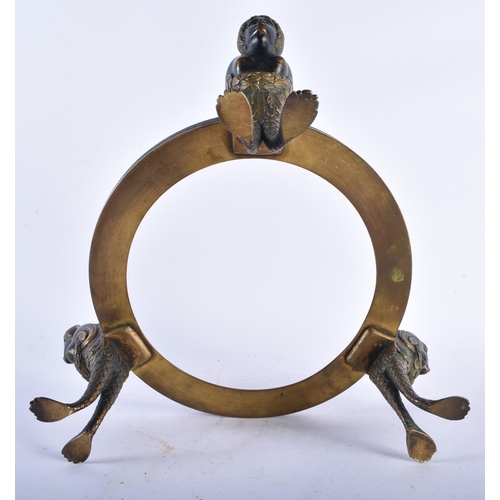 630 - A RARE MID 19TH CENTURY FRENCH BRONZE CARYATID DISH STAND formed with semi clad females with scaly l... 