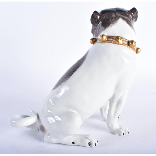 634 - A FINE GERMAN DRESDEN PORCELAIN FIGURE OF A DOG. 18 cm x 16 cm.