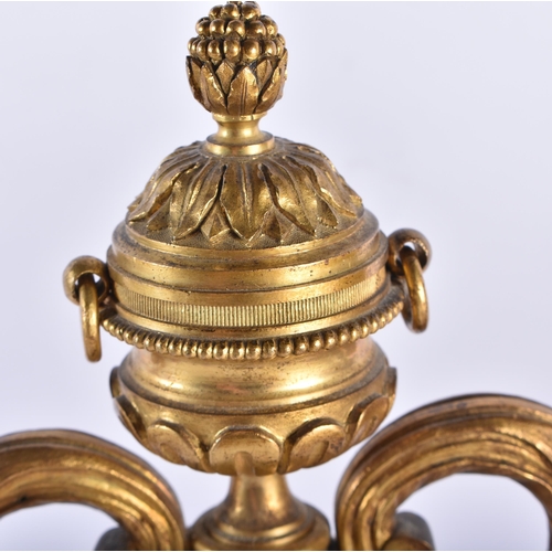 638 - A FINE PAIR OF 19TH CENTURY FRENCH ORMOLU TWIN BRANCH CANDLESTICKS with scrolling arms wrapped in ac... 