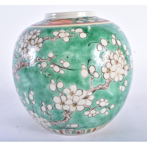 645 - AN EARLY 20TH CENTURY CHINESE FAMILLE VERTE PORCELAIN GINGER JAR Guangxu, bearing Kangxi marks to ba... 