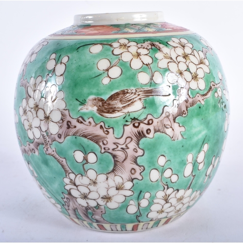 645 - AN EARLY 20TH CENTURY CHINESE FAMILLE VERTE PORCELAIN GINGER JAR Guangxu, bearing Kangxi marks to ba... 