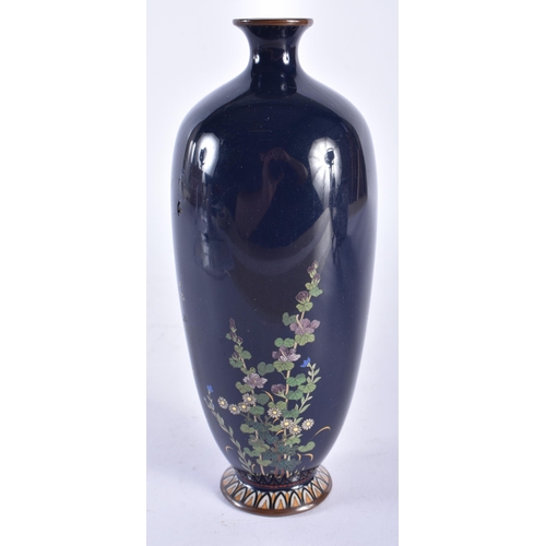 648 - A 19TH CENTURY JAPANESE MEIJI PERIOD CLOISONNE ENAMEL VASE decorated with foliage. 18 cm high.