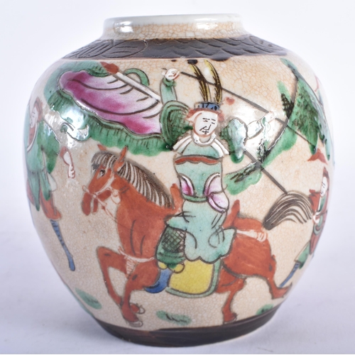 649 - A LATE 19TH CENTURY CHINESE FAMILLE VERTE CRACKLE GLAZED GINGER JAR Late Qing. 14 cm x 10 cm.