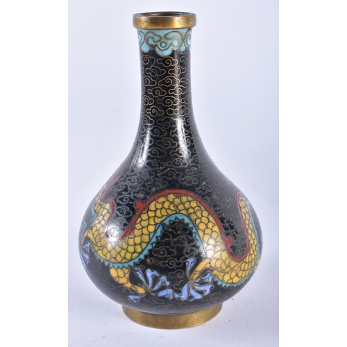 655 - A 19TH CENTURY CHINESE CLOISONNE ENAMEL DRAGON VASE Qing. 11.5 cm high.