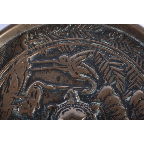 668 - AN 18TH CENTURY JAPANESE EDO PERIOD BRONZE HAND MIRROR decorated with birds in landscapes. 10 cm dia... 