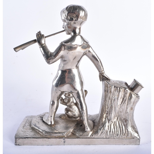 674 - AN ART DECO PIED PIPER CHROME TABLE LIGHTER. 18 cm x 15 cm.