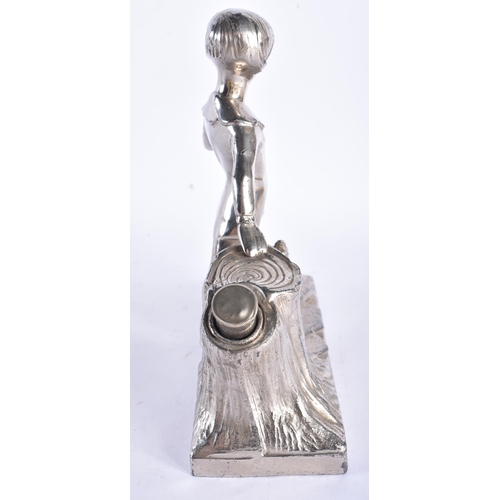 674 - AN ART DECO PIED PIPER CHROME TABLE LIGHTER. 18 cm x 15 cm.