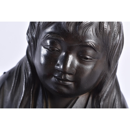 686 - A LOVELY LATE 19TH CENTURY JAPANESE MEIJI PERIOD BRONZE OKIMONO OF SHOJO by Ryomin, surrenly modelle... 