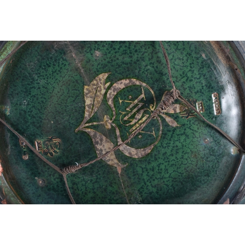 689 - A RARE MASSIVE PILKINGTONS ROYAL LANCASTRIAN POTTERY CHARGER decorated in relief with birds amongst ... 