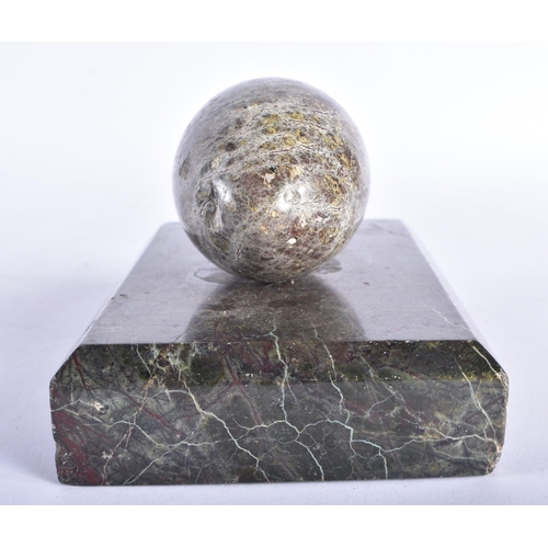 712 - AN ANTIQUE COUNTRY HOUSE BLOODSTONE MARBLE PAPERWEIGHT. 15 cm wide.