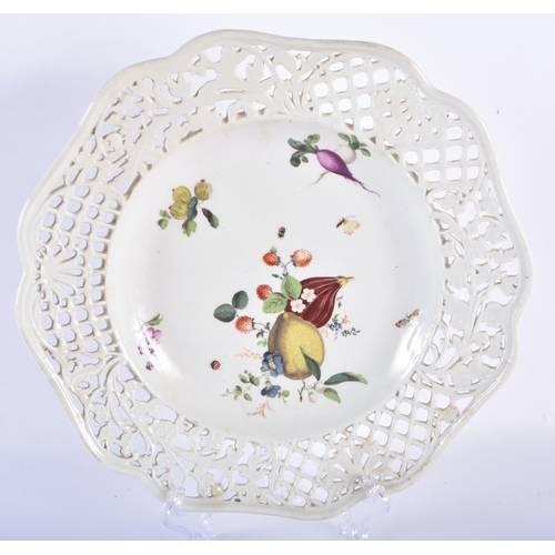 720 - AN 18TH CENTURY BERLIN PORCELAIN RETICULATED PLATE together with a Meissen sparrow beak jug etc. Lar... 