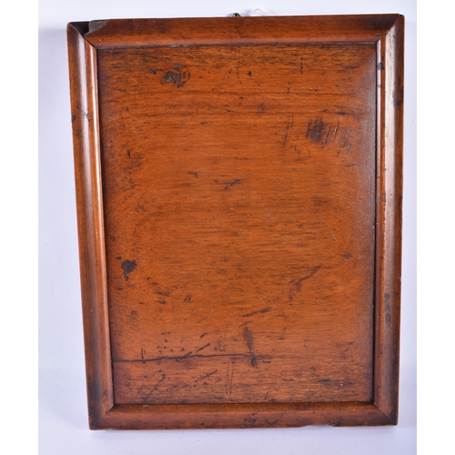 731 - A CHARMING VICTORIAN WOODEN CASED CAMPAIGN TYPE STRUT MIRROR. 34 cm x 24 cm.