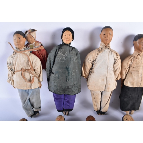 744 - A RARE SET OF TEN EARLY 20TH CENTURY CHINESE DOOR OF HOPE MISSIONARY DOLLS in various forms, with or... 