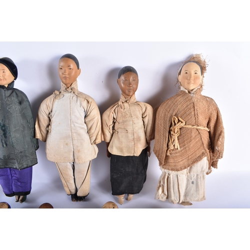 744 - A RARE SET OF TEN EARLY 20TH CENTURY CHINESE DOOR OF HOPE MISSIONARY DOLLS in various forms, with or... 