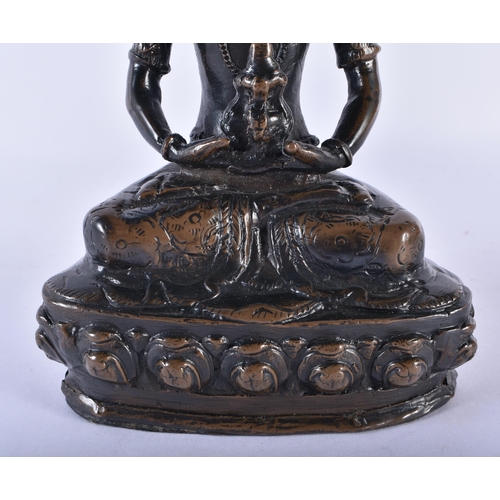 747 - AN ANTIQUE CHINESE TIBETAN INDIAN BRONZE FIGURE OF A SEATED BUDDHA possibly representing Amitayus. 1... 