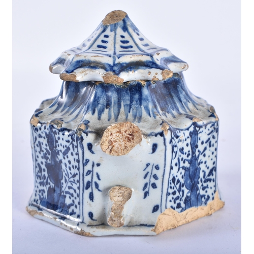 753 - A 17TH/18TH CENTURY DELFT TIN GLAZED TEAPOT AND COVER together with an early delft mustard pot & a C... 