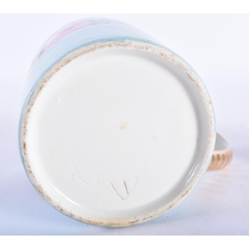 754 - AN UNUSUAL 19TH CENTURY FRENCH PARIS PORCELAIN CHOCOLATE CUP AND COVER together with an English mini... 