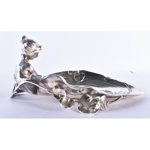 761 - Antique / Vintage WMF Silver Plated Art Nouveau Trinket Dish / Tray (695g). 24.5 cm wide.