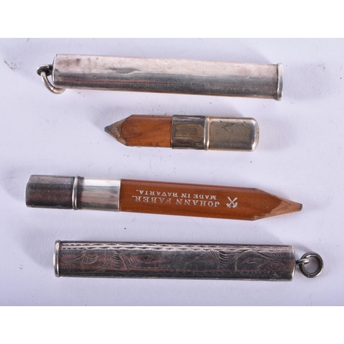 768 - 4 x .925 sterling silver pencils inc propelling, lifelong etc. 55.2 grams. 13 cm long. (4)