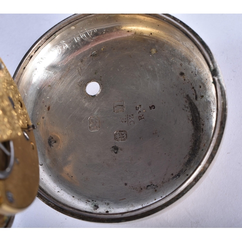 771 - Mens Antique Open Face Fusee 925 Silver Pocket Watch Key-Wind Working. Birmingham 1861. 118.8 grams.