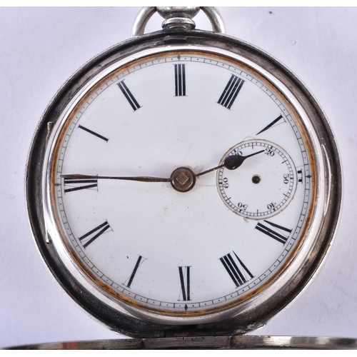 777 - Mens Antique Full Hunter 925 Silver Fusee Pocket Watch Key-Wind Spares/Repairs. London 1867. 110.6 g... 