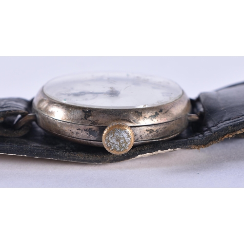 778 - Mens Vintage 925 Silver Trench Style Watch Hand-Wind Working. Birmingham 1942. 45 grams. 3.5 cm wide... 