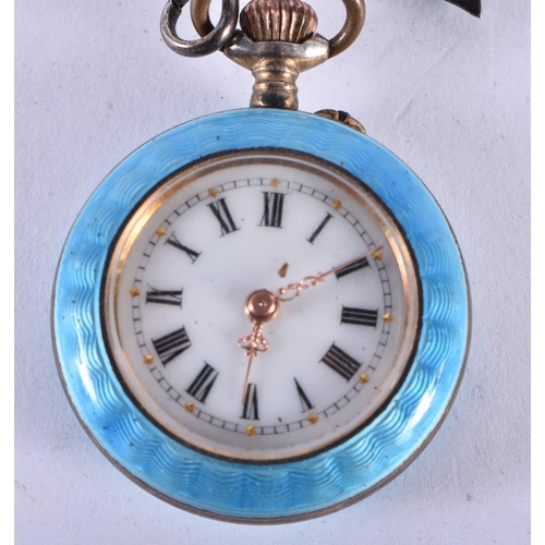 779 - Antique Womens 800 Silver/Enamel Fob Watch Hand-Wind Working. 23.8 grams. 2.75 cm wide.