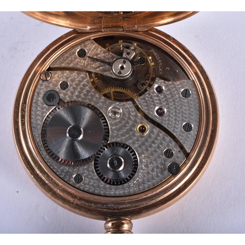 783 - Mens Vintage Full Hunter Rolled Gold Pocket Watch Hand-Wind Working. 5 cm wide.