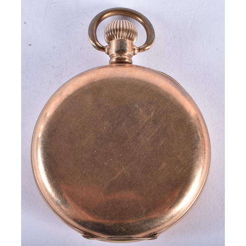 783 - Mens Vintage Full Hunter Rolled Gold Pocket Watch Hand-Wind Working. 5 cm wide.